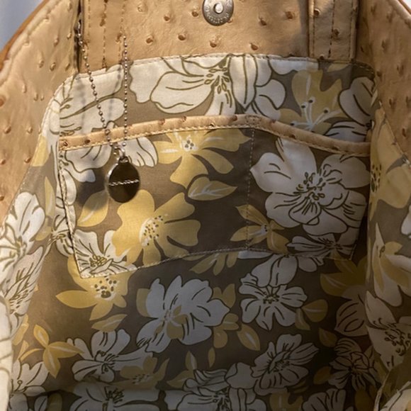 Big Buddha Purse Tote Ostrich Snakeskin Brown Tan EUC - Picture 3 of 5